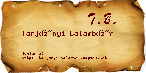 Tarjányi Balambér névjegykártya